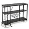 Industrial Wine Rack with Charging Station, 15-Bottle Capacity, 2 Glass Holders & 3 Shelve